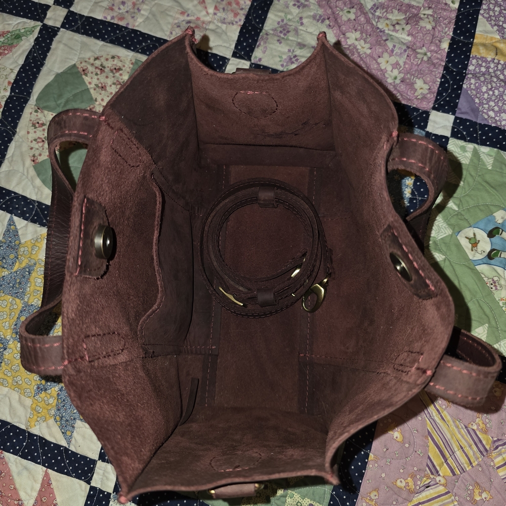 Portland Leather Burgundy Brown Crossbody Tote - Picture 2 of 4